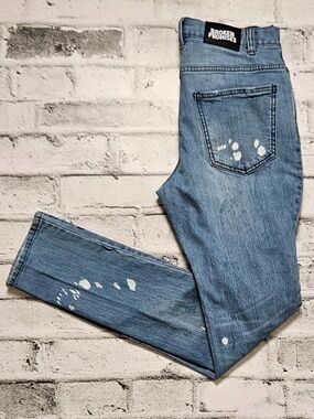 Broken Promises Jeans 32x33 Distressed Graphic Skull Spider Denim